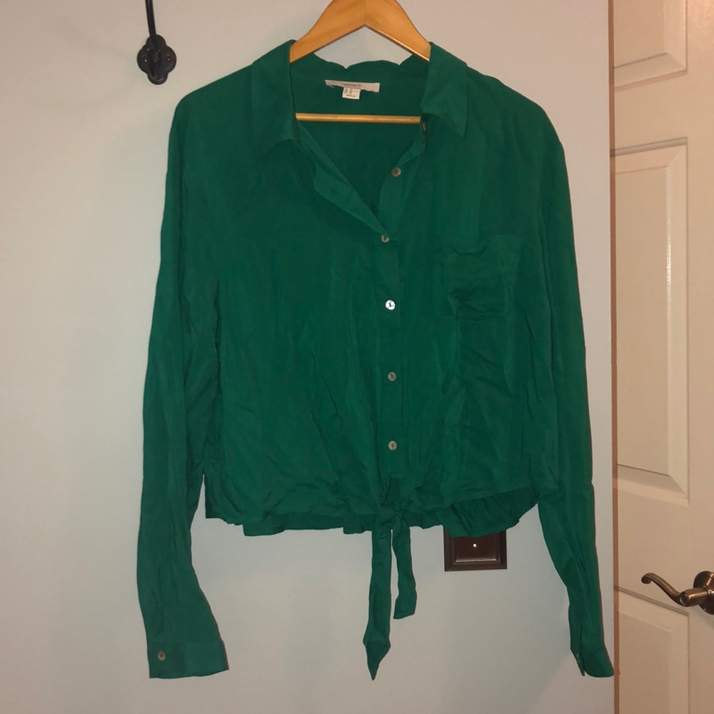 Emerald Green Cropped Blouse